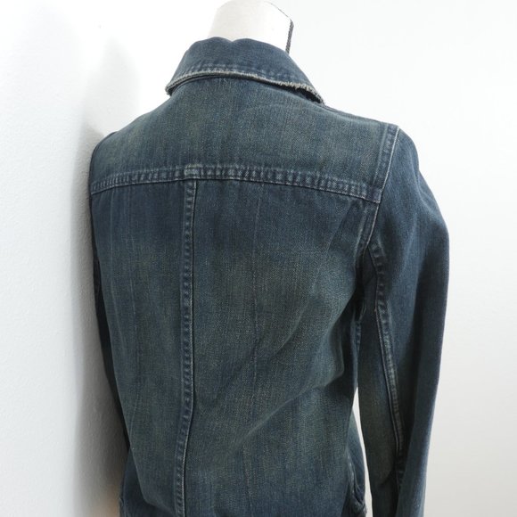 Habitual Denim Moto Style Button Up Size 4 Blue Jean Jacket - Picture 6 of 10